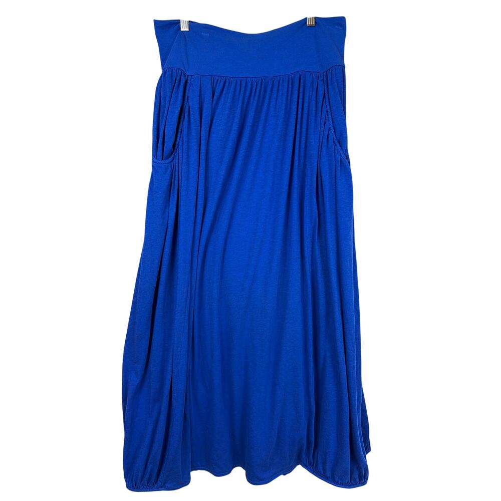 Garnet Hill Blue Cotton Blend Pocket Maxi Skirt Size XL